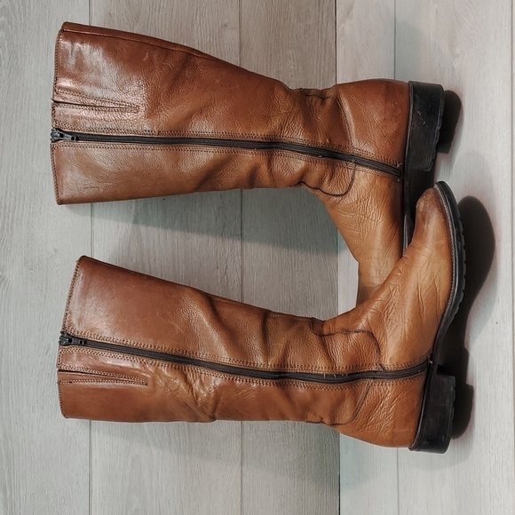 Clarks Women Tamro Spice Tan Leather Tall Riding Moto boots shoes sz 9M - Picture 8 of 14